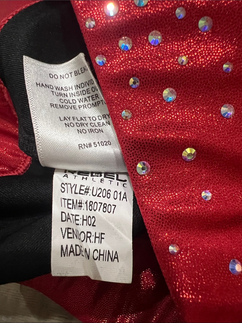 Rebel Athletic black skirt with rhinestones built in briefs and metallic red YM - Picture 8 of 8